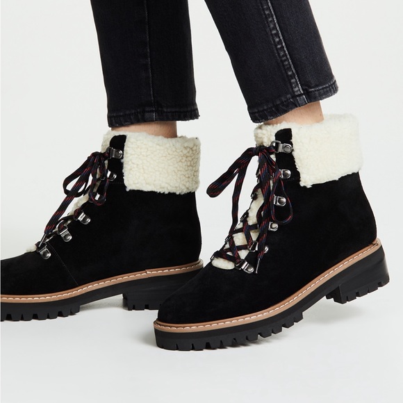 The Fix x Shopbop Mika Faux Sherpa Hiking Boots in Black - Picture 4 of 5